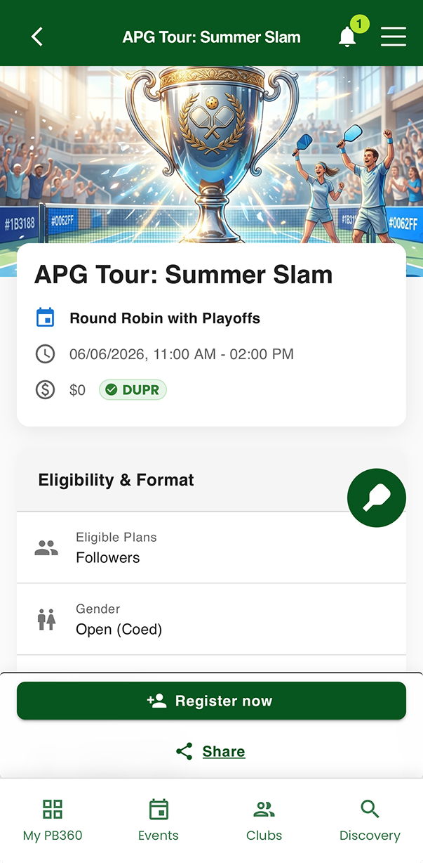 Single and multi-event dashboard